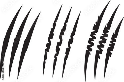 Scratch claw mark tiger bear paw icon. Animal lion slash claw vector wild monster shape design.