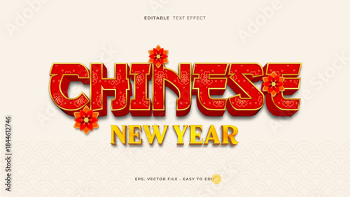 Chinese New Year 3D Red Gold Editable Text Effect