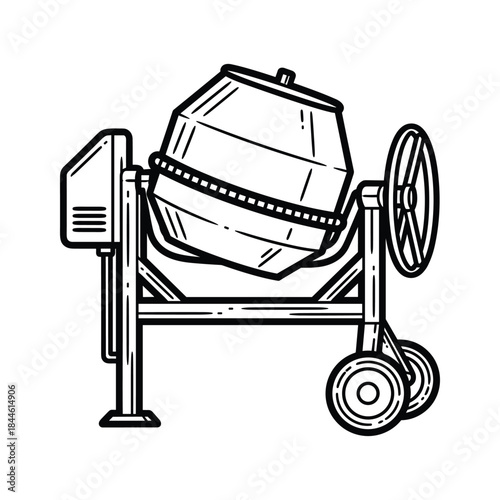 Concrete mixer machine illustration
