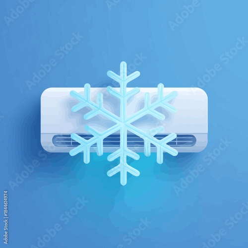 Air Conditioner with Snowflake Symbolizing Coolness and Winter