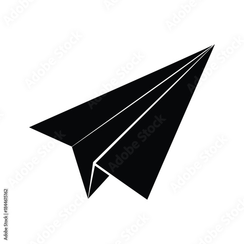Black paper plane on white background