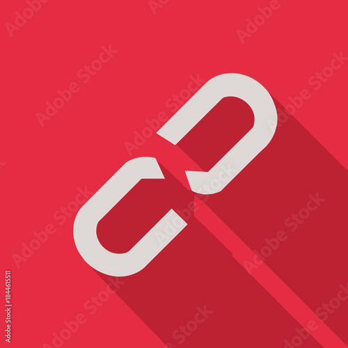 Broken Link Icon with Shadow on Red Background