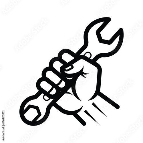 Hand holding adjustable wrench