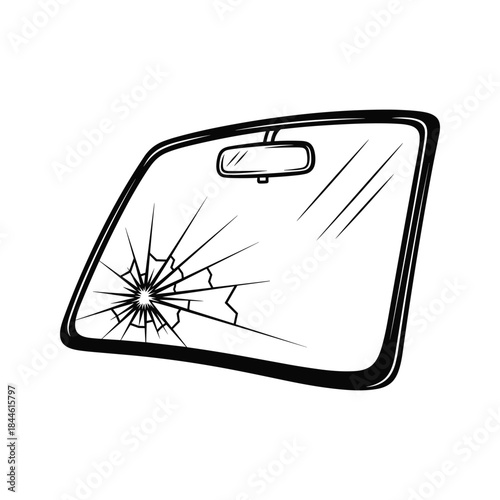 Broken rear view mirror of a vehicle