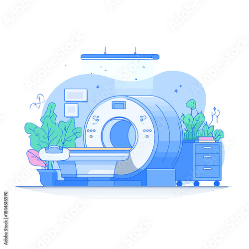 Illustration of an MRI Scanner in a Medical Setting
