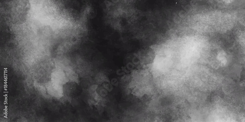 Dark black and white grunge wall texture pattern with abstract mist and smoke
