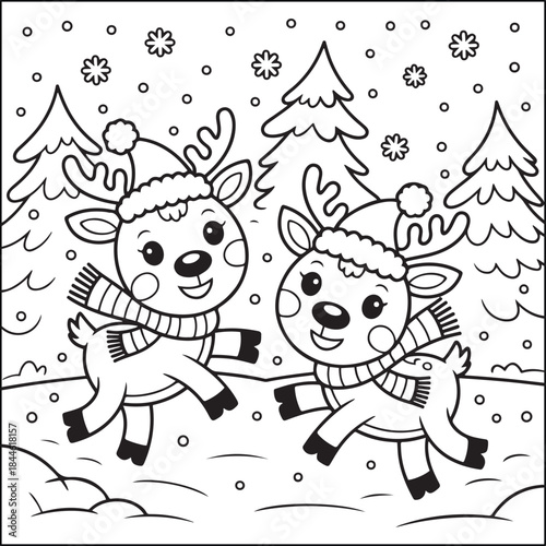 Christmas bold and easy black and white coloring pages