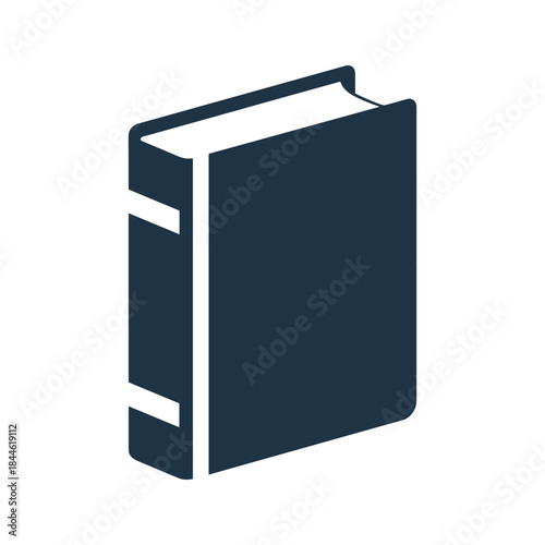 A dark blue book with white pages
