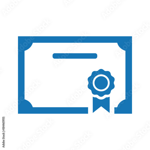 Certificate template with blue ribbon seal