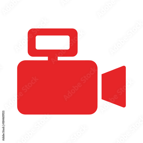 Red video camera icon on white background