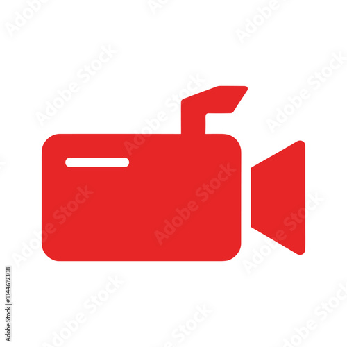 Red video camera icon on white background