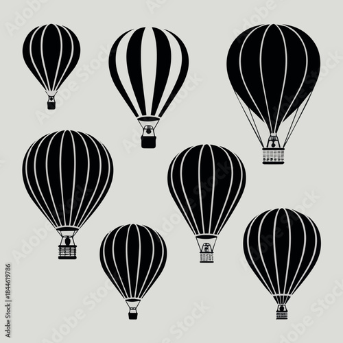 create kinds of Vintage Hot Air Balloon Silhouette - Adventure, Travel, and Sky Journey Vector Icon
