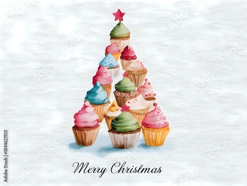 christmas tree with cupcakes