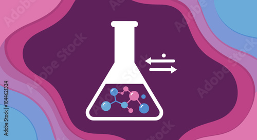 Colorful abstract chemistry concept with molecular structure in fluid art design