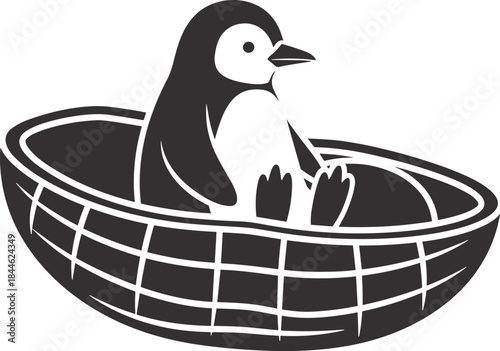cute penguin in peanut shell mascot logo t shirt design