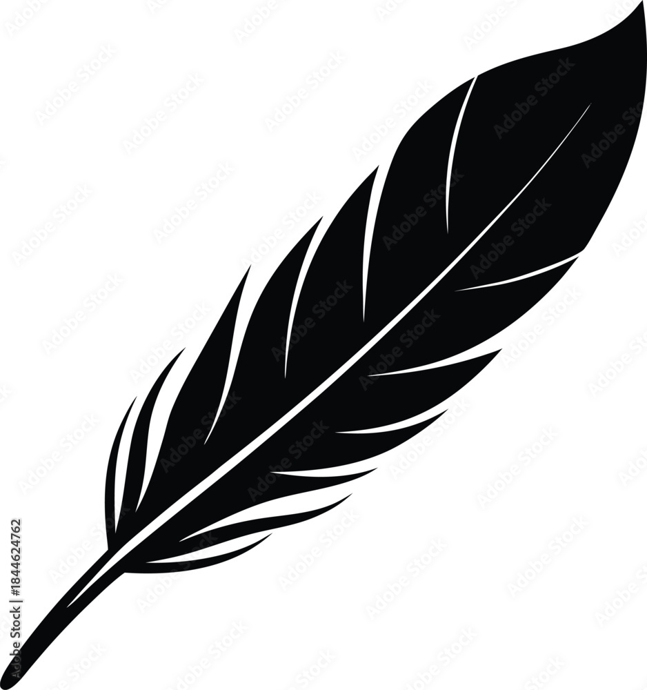 Fototapeta premium Elegant Black Feather Silhouette Vector Icon