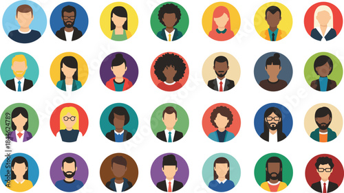 Business, Social Media, and Profile User Vector Collection Representing Global Community and Identity.