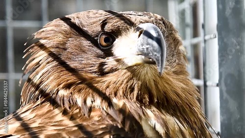 White-tailed eagle (Haliaeetus albicilla) in an aviary.
