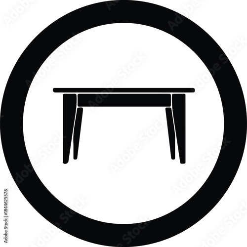 Vector simple geometric rectangular dining room table furniture icon silhouette Illustration
