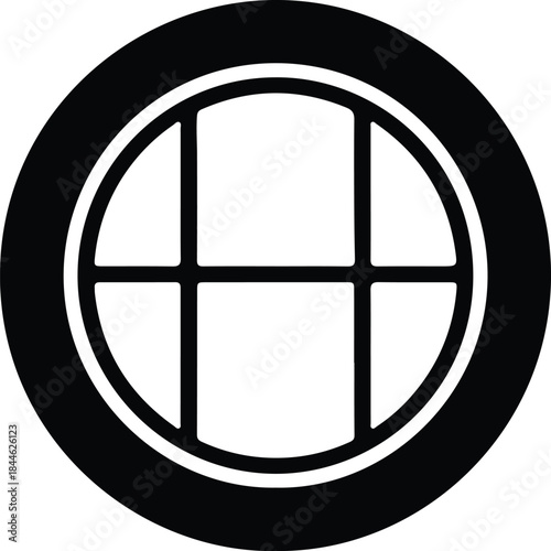 Vector Simple round fixed window architectural element symbol silhouette Illustration