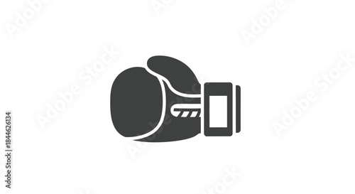 A black and white illustration depicting a boxing glove and a smartphone