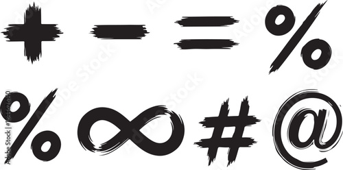 Bold Hand-Drawn Mathematical and Typographic Symbols Set for Graphic Design and Visual Communication