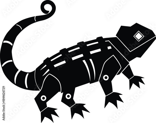 Articulated Geometric Lizard Silhouette

