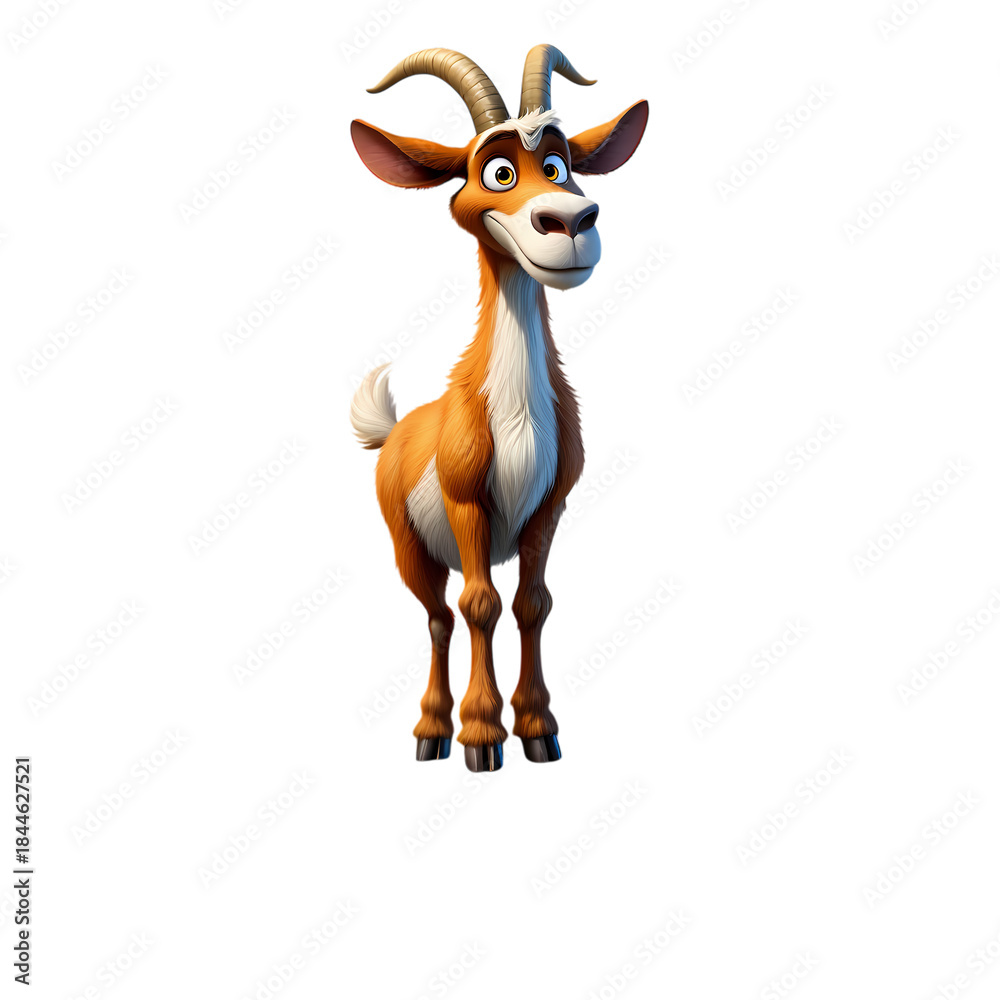 Fototapeta premium Friendly Cartoon Goat Character on transparent background