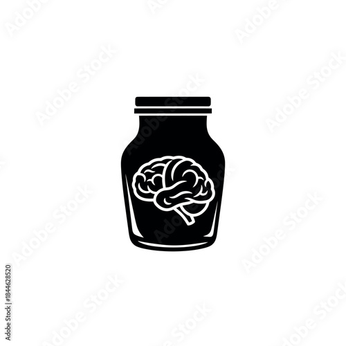 Preserved Brain in Glass Jar Silhouette