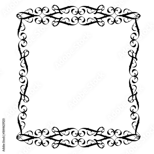 Vintage decorative vector frame in Gothic style - elegant black vector frame on white background, svg,  middle ages, hallowen, Christmas.