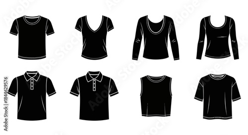 Collection of Black T-Shirts and Polo Shirts for Men and Women - Apparel Icons