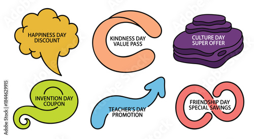 Colorful illustrations for kindness day and friendship celebrations isolated on white background