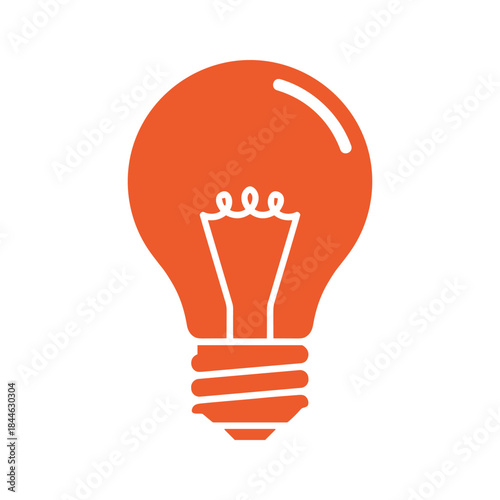 Bright idea represented by orange light bulb