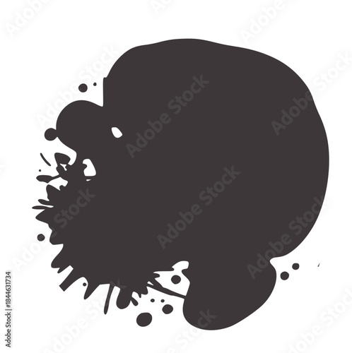 Minimalist black silhouette splash effect white
