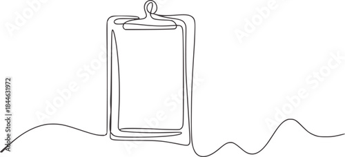 Minimalist continuous line of a clipboard with cord
