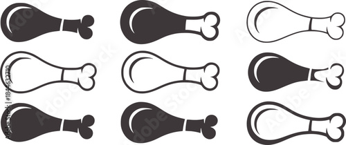 Nine minimalist black and white drumstick in three styles