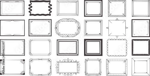 Twenty minimalist black rectangular and square frames white