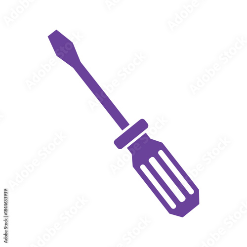 Purple screwdriver icon on white background
