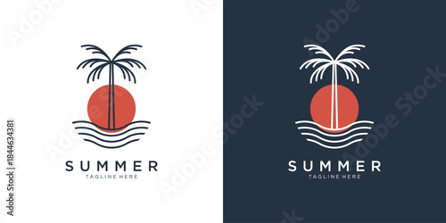 Minimalist summer beach logo design