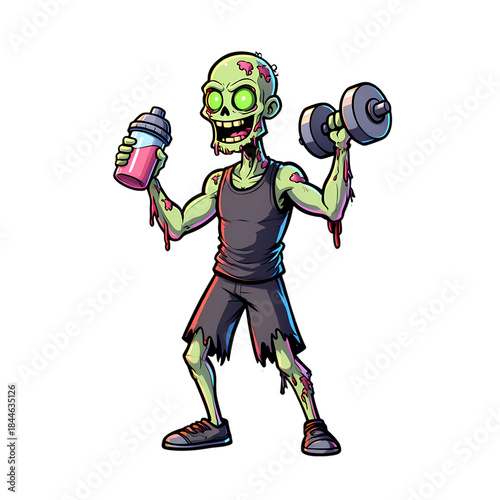 Zombie Gym Enthusiast on transparent background