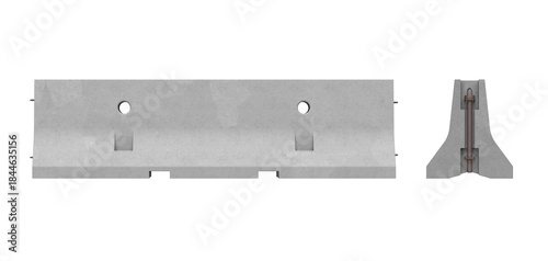 Concrete Jersey Barrier (K-Rail) Isolated on White — 3D Render