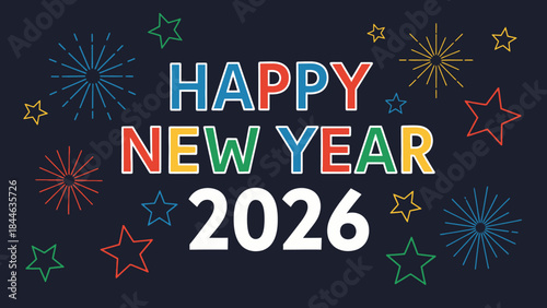 A colorful illustration of happy letters and word concepts designed as a vector symbol on a chalkboard for a party business card