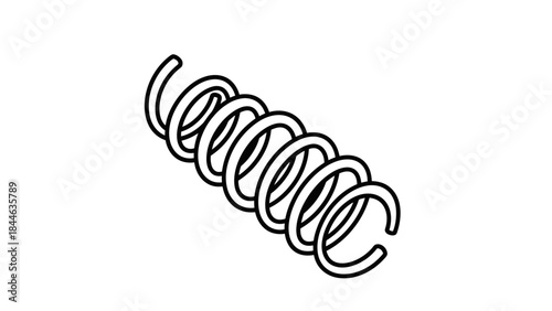 Macro steel wire spiral string object isolated on white background