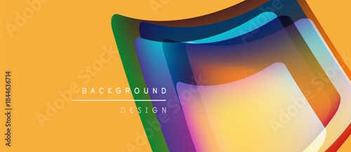 Abstract colorful layers create dynamic background. Text reads background design. Bright orange dominates space. Modern visual element.