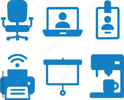 Remote work office workspace and digital nomad vector pattern