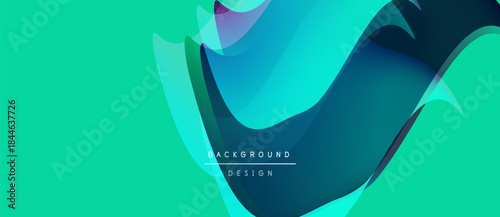 Abstract flowing shapes, turquoise background. Modern design elements create dynamic visual impact. Minimalist aesthetic.