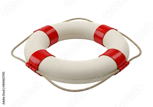 Lifebuoy isolated on white, marine safety and rescue equipment