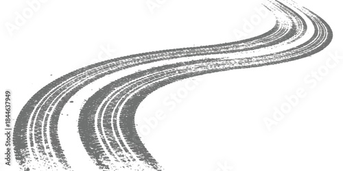 Curving road with tire tracks