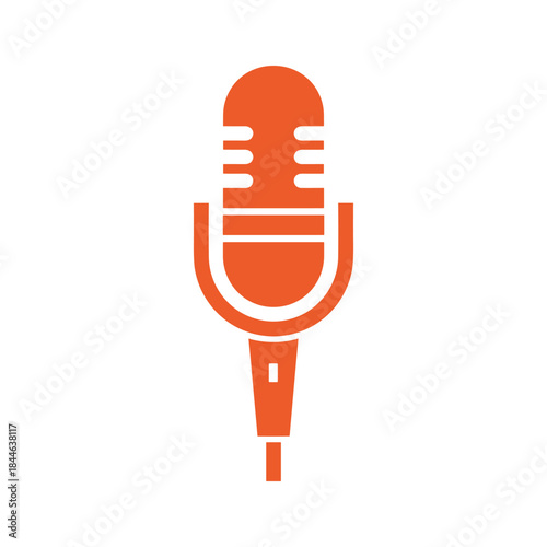 Vintage microphone icon on white background