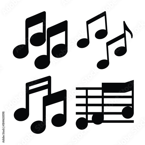 Musical notes symbol collection isolated on a clean background